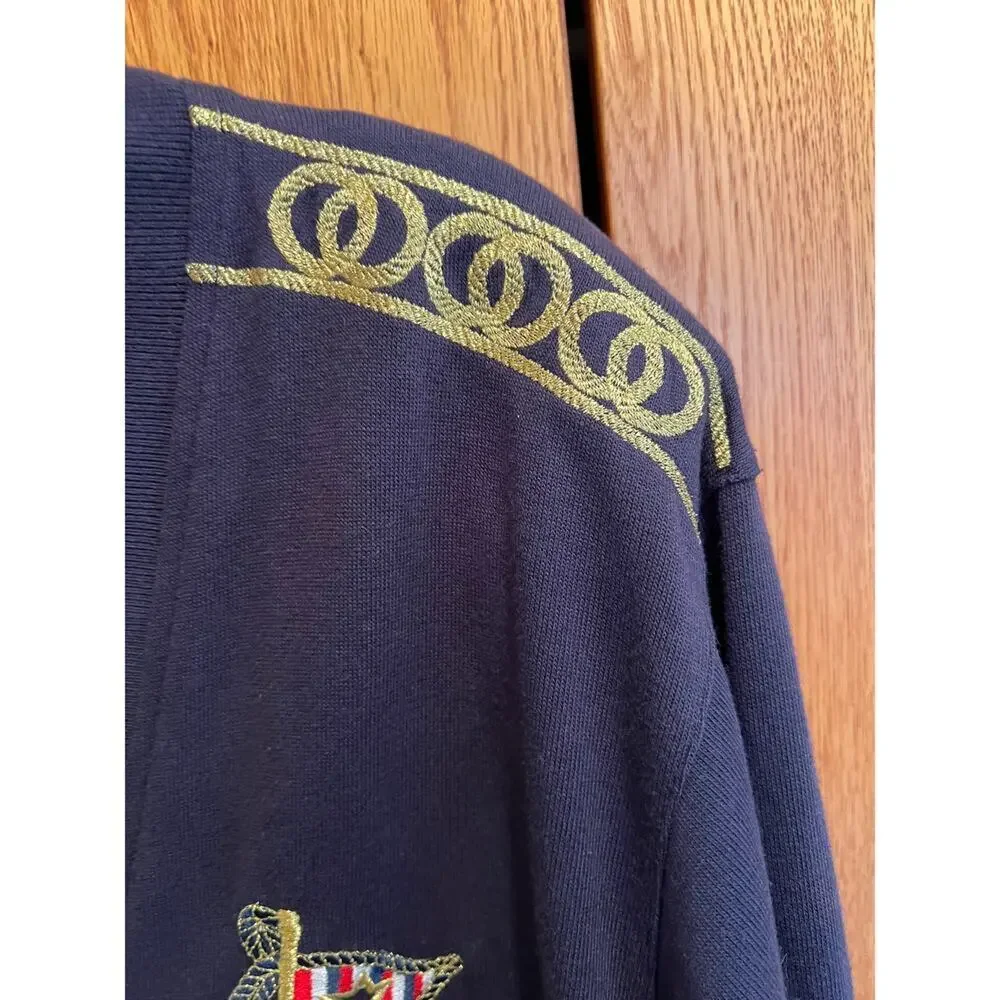 Tara Vanessa Nautical Cardigan Preppy Vintage Blue sweater, Women's size M
